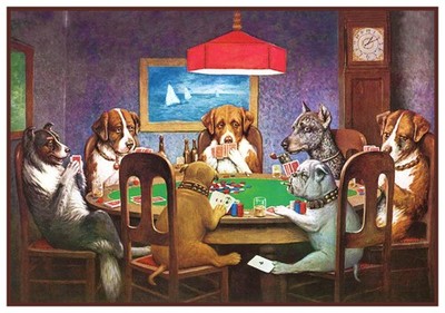 Dogs Playing Poker .. A Friend in Need.. by Coolidge Counted Cross Stitch Chart