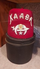 Vintage Shriners Kaaba Fez Hat with Protective Case
