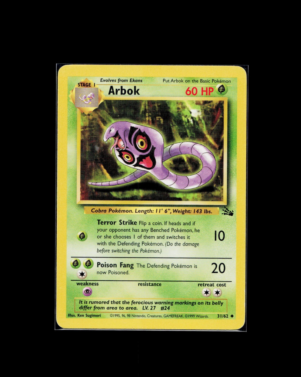 Pokemon TCG Arbok 31/62 Unlimited - Fossil