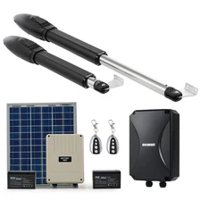 CO-Z Solar Powered Dual Swing Gate Opener for 660lb 18ft Gates with 2 Remotes