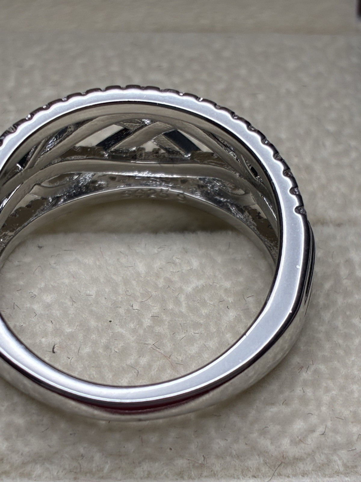 Sterling Silver Infinity Ring with Rhinestones We… - image 2