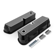 Ford Sb 289 302 351 Windsor Black Aluminum Ribbed Valve Covers Tall Whole
