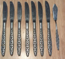 7 Knives & 1 Butter National Stainless Japan Malta Flatware Vtg. READ