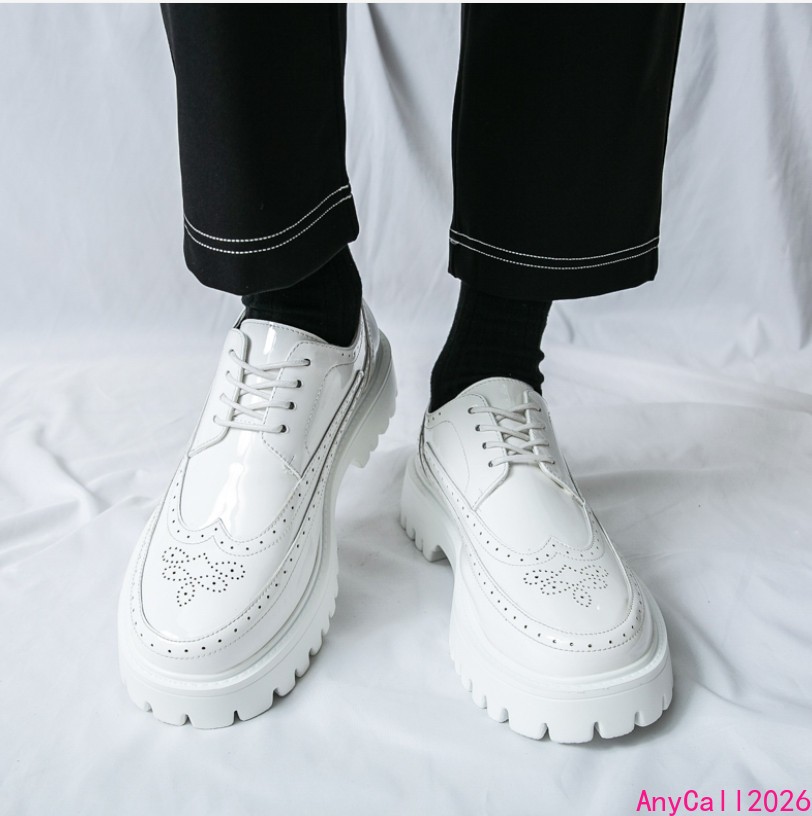 Mens Wing Tip Business Lace Up Round Toe Platform Fashion Formal Shoes Casual
