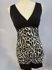 Crescendo Sexy Leopard Print Dress Padded Bra Open Back Bodycon Stretch Sz M EUC