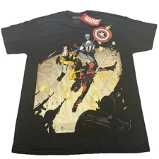 Marvel Mad Engine men’s large black Deadpool Wolverine Captain America