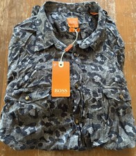 Hugo Boss Animal/Camo Print Black/Grey Shirt NWT New Men  s SZ Medium