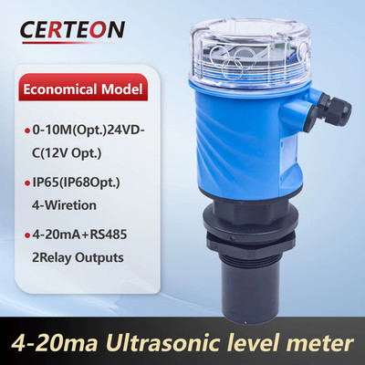 Ultrasonic Water Level Sensor 4 20mA Output Digital Liquid Level Transmitter for