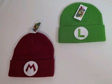 Super Mario Bros. Mario and Luigi 2-Pack Knit Cuffed Cold Weather Beanie One Sz
