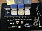 Vtg Sterling Silver Jewelry Lot Lapis 925 Bangle Rings Earrings