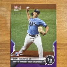 Topps 2021 Now Brent Honeywell Jr. #62 Purple /25 Rookie Tampa Bay Rays