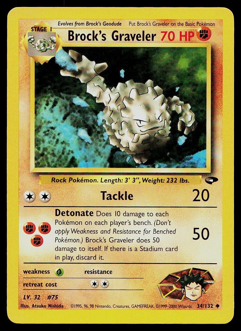Pokemon Card Gym Challenge Brock's Graveler 34/132 Uncommon