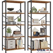 Compact 5 Shelf Bookcase Set Industrial Space Saving Display Storage Unit New