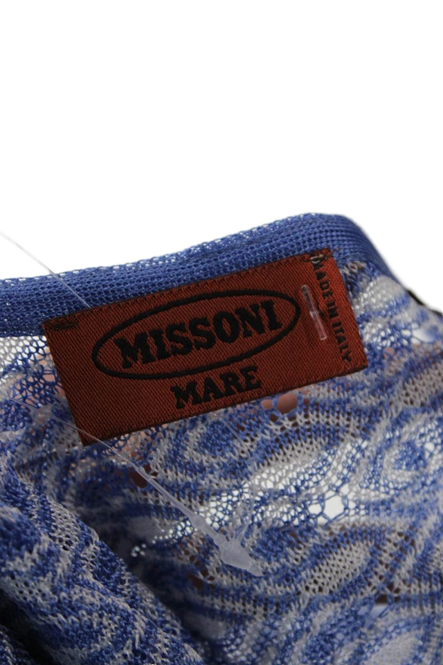 Mameluco de cinturón Missoni Mare para mujer estampado tejido cuello en V sin mangas azul talla 38 Foto 4 de 4