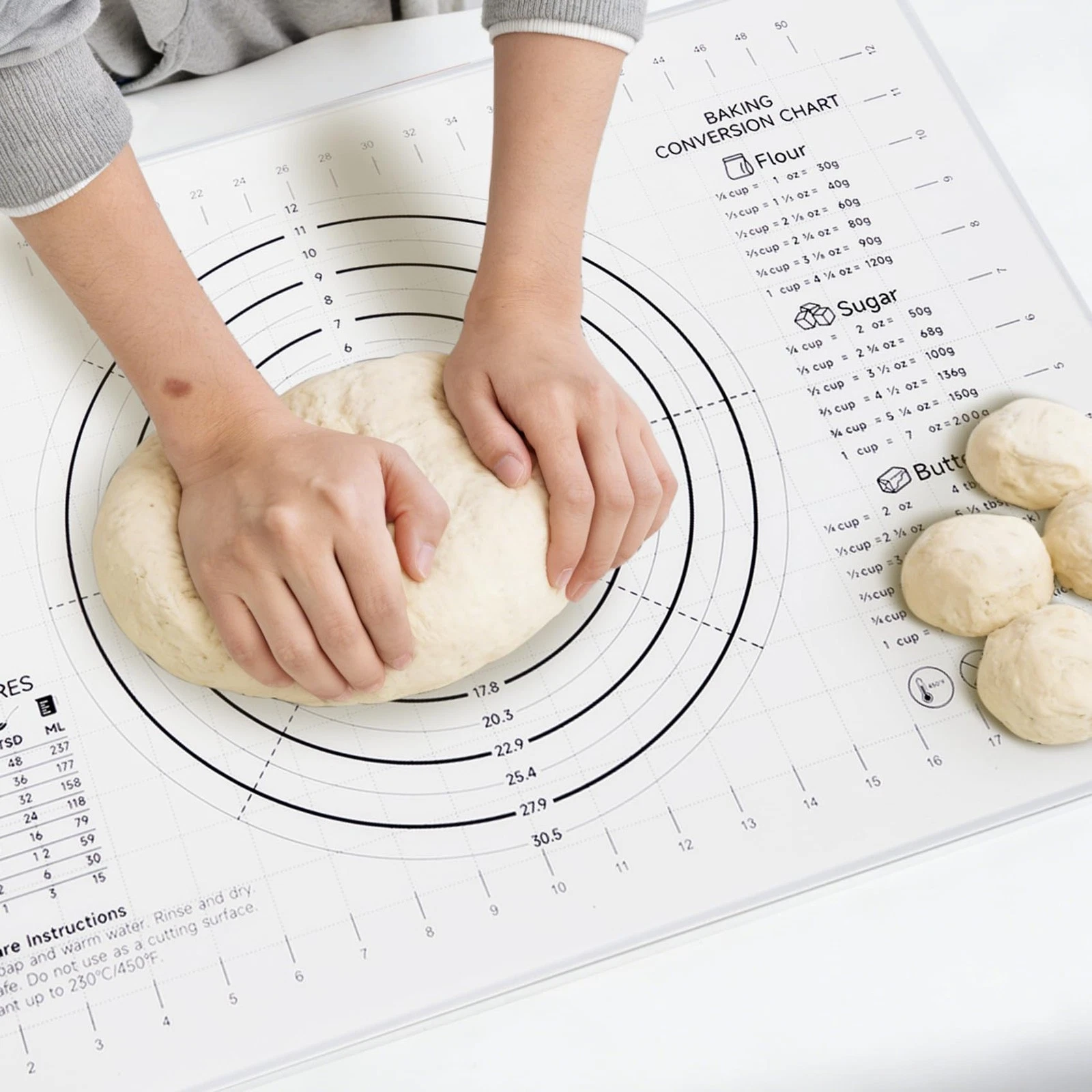 Extra Large Silicone Pastry Mat 24" - Non-Slip Liquid Silicone Baking Sheet w...