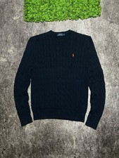 POLO RALPH LAUREN Cable Knit Jumper Sweater Navy Blue Men  s Size M Classic