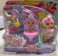 Interactive Fingerlings Baby Monkey Jas 70 Sounds Nursery Playset High Chair ...