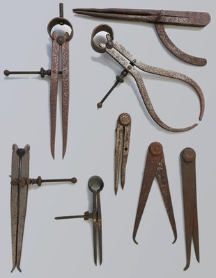 Konvolut 8 alte Messing Messschieber Teiler Maschinist Werkzeuge alt