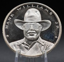 HANK WILLIAMS JR. Country Music Ruger Bocephus 1oz 999 FINE Silver round C7097