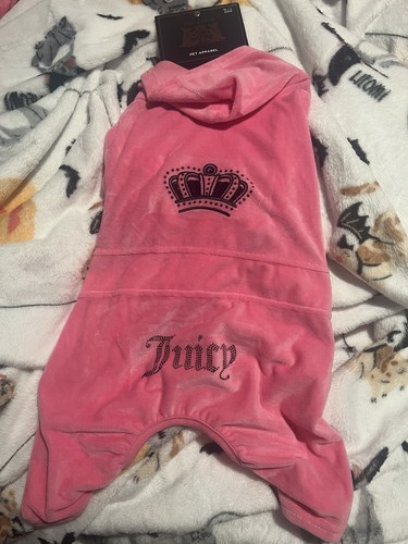 succoso abbigliamento tuta cane animali domestici velluto rosa e nero couture (M/L)