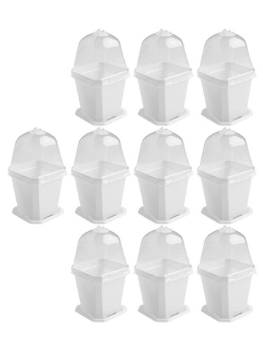 Lightweight Nursery Pots with Humidity Dome Small Square Flower Pot White - Bild 15 von 30