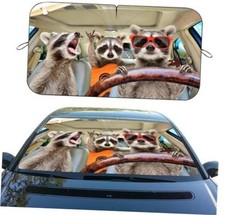 Funny Raccoon Car Windshield Sunshade, Foldable Front Window Sun Shade, color 3