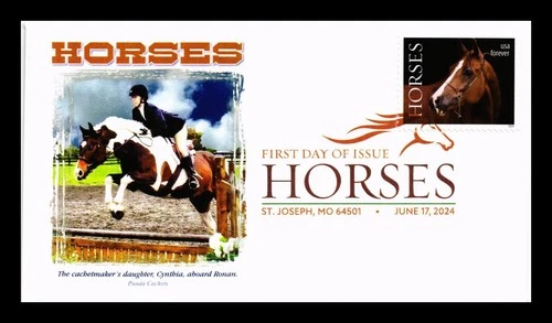 US COVER HORSES FIRST DAY ISSUE PANDA CACHET