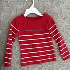 Nautica 2T Red White Striped Long Sleeve Cotton T-Shirt Button Accent — photo 1
