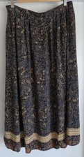 Vintage Sag Harbor Maxi Skirt Size L Floral Black Boho Flowy Lightweight