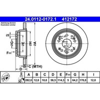 2X ATE 24.0112-0172.1 Bremsscheibe FüR Honda FR V Stream RN BE