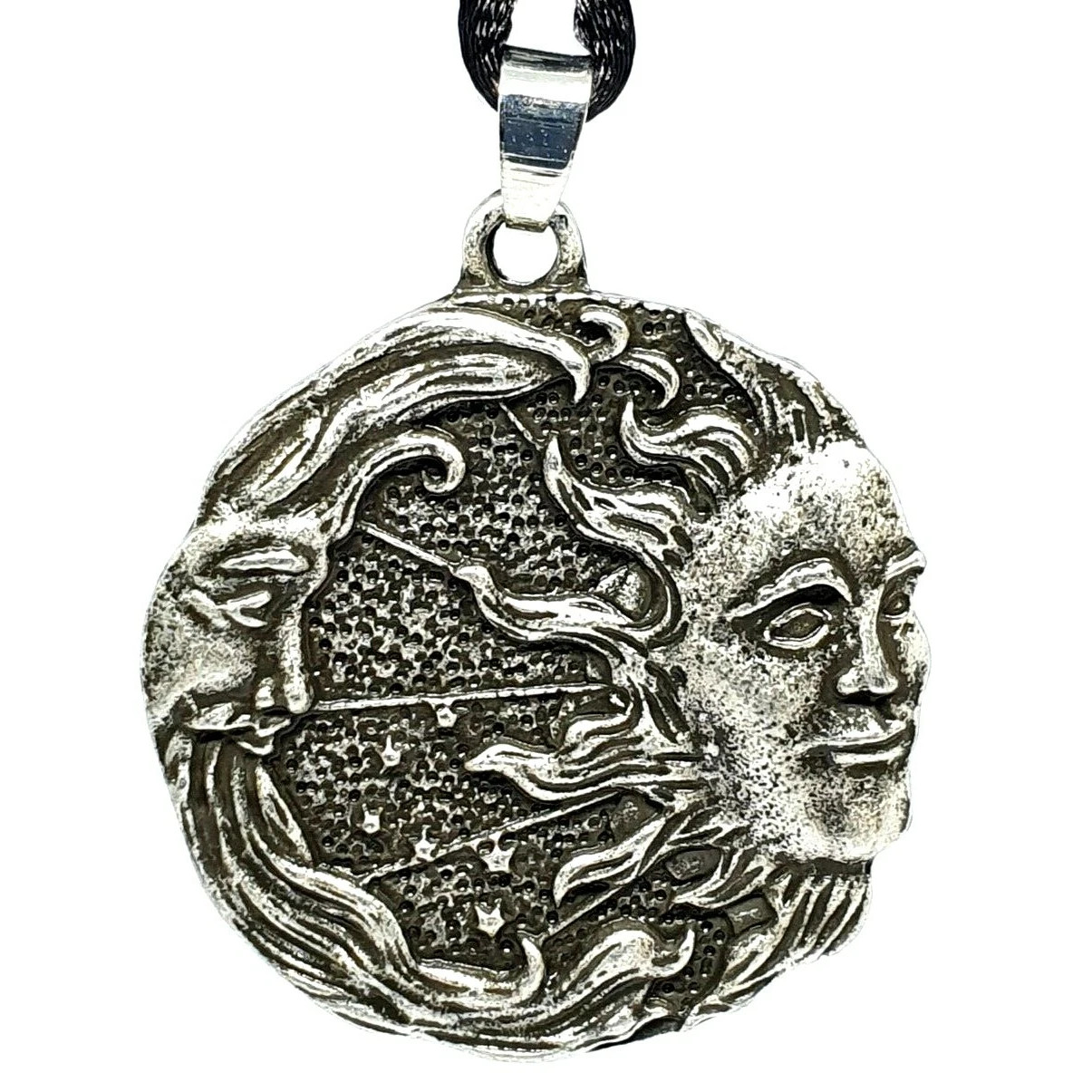 Sun & Moon Pendant Necklace Night Day Celestial Talisman Bead Corded Jewellery