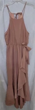NWT Gilli S Waist Ribbon Halter Maxi Bra Dress Dusty Apricot Peach 128712
