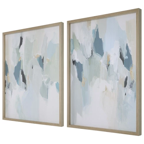 Uttermost Seabreeze Abstract Framed Canvas Prints Set/2 - Picture 3 of 6