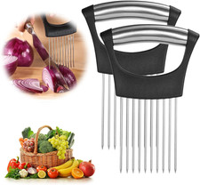 2 PCS Stainless Steel Onion Holder for Slicing, Kitchen Gadget Tool for Cutting