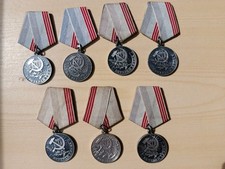 Lot of 7 Variations USSR Medal Veteran of Labor Soviet Award Different Die Types