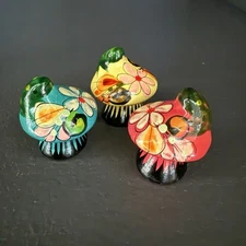 Tonala Mexican Folk Art Pottery 3 Miniature Toad Mushroom Frog Figurines 1 Inch