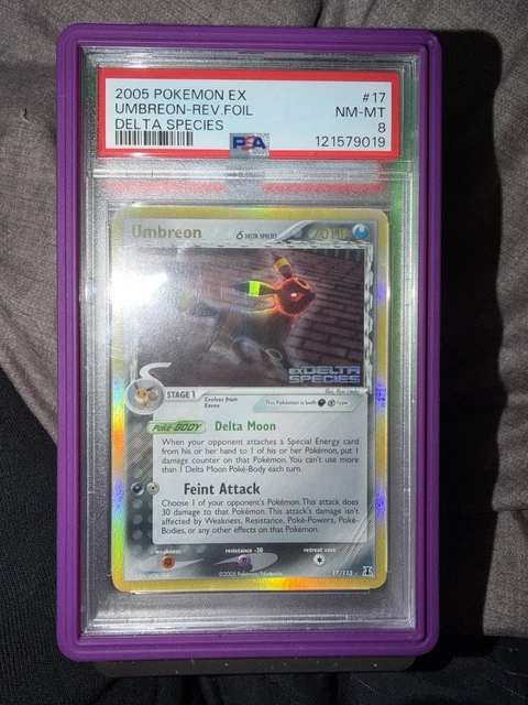 Pokemon 2005 EX Delta Species Umbreon Delta Species Reverse Holo 17/113 PSA 8
