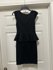 Alice + Olivia Dress Vicky Peplum Black Employed Cap Sleeve Stretch Sz. 4
