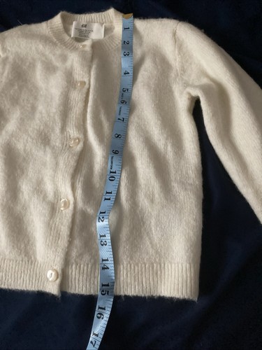 H&M Girls 5T/6 Long Sleeve Sweater Cardigan with Buttons Cream/White Soft - Picture 12 of 20