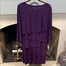 Tahari ASL Purple Layered Long Sleeve Dress size 10
