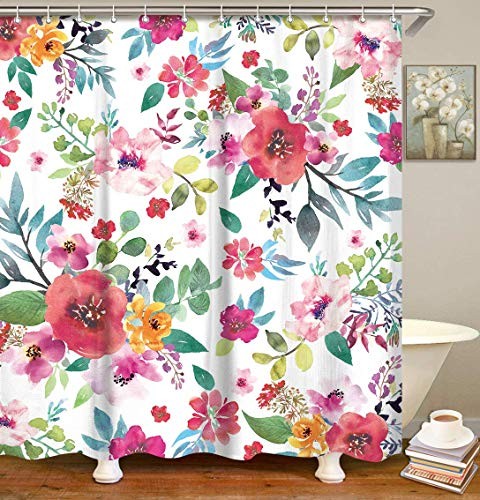Shower Curtain for Bathroom Flower Shower Curtain 72"W x 72"H Floral - Bild 1 von 7