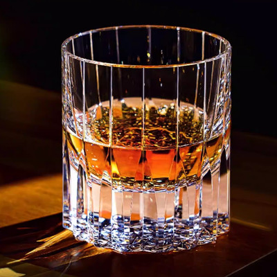 Flawless K9 Crystal Whisky/Wine Glass Hand Engraved Sparkle Rock Glass 8oz