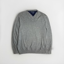 Tommy Hilfiger Jumper Sweater Gray Men  s Large V Neck Pullover, FREE SHIPPING 