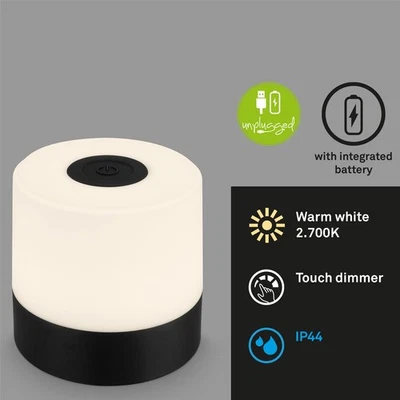 BRILONER SMAL Mini Akku Tischlampe | Dimmbar, Touch & IP44 Outdoor - Bild 1 von 4