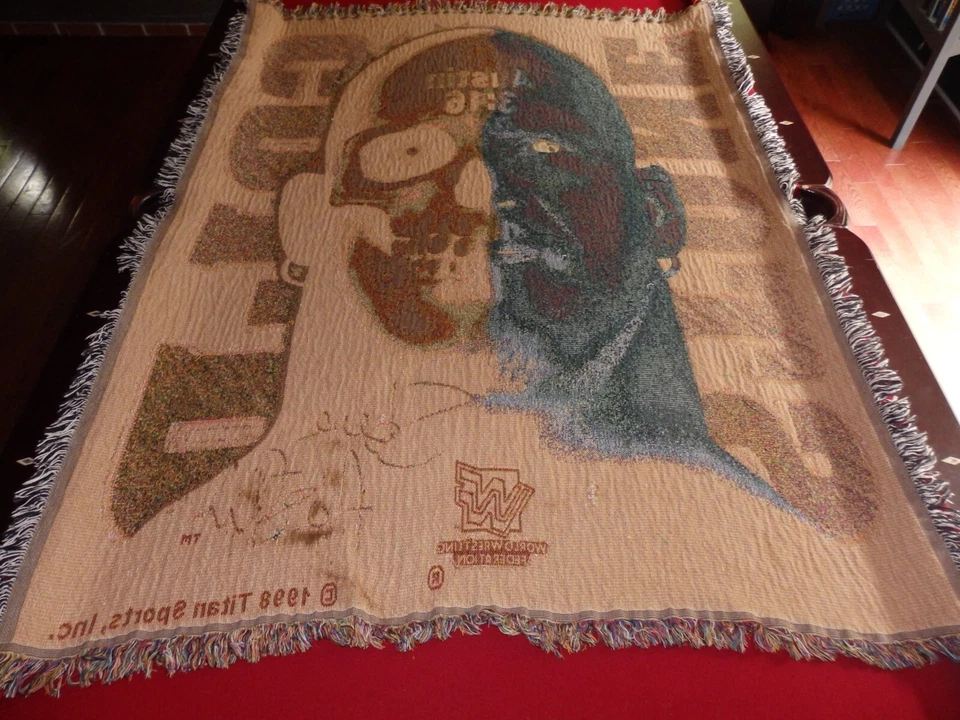 Manta tapiz Steve Austin Stone Cold 1998 Titan Sports rara de colección WWE WWF Foto 2 de 4