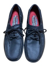 Skechers Women's Size 9 Black Leather Slip Resistant Slip On Work Boat Shoes