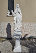 STATUA SCULTURA DELLA MADONNA DI LOURDES VERGINE MARIA CON BASE PER ESTERNO H130