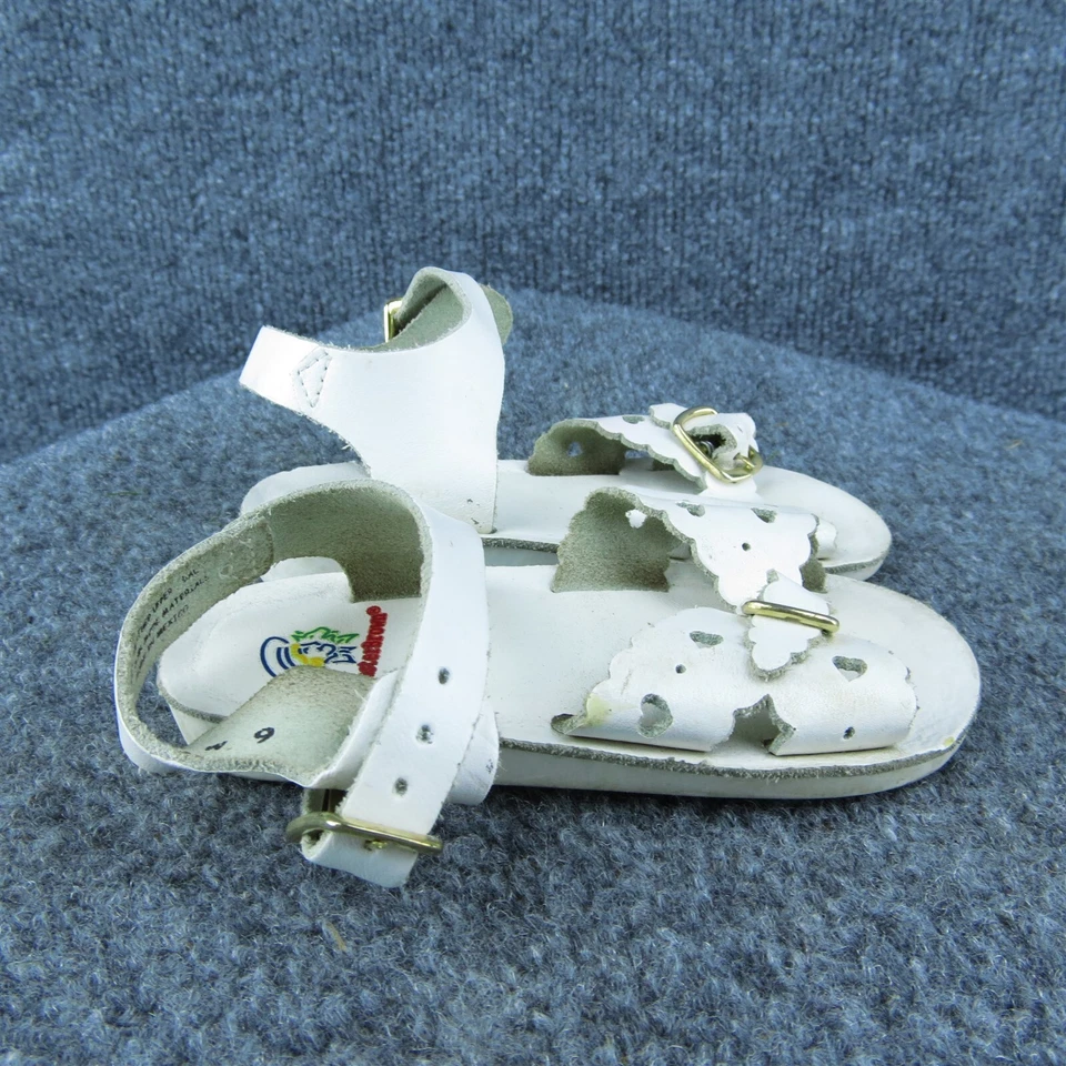 Zapatos Buster Marrón Niñas Correa al Tobillo Blanco Cuero Hebilla Talla T 6 Medianos Foto 4 de 4