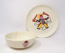 VINTAGE HOWDY DOODY CERAMIC PLATE AND BOWL SET - TAYLOR SMITH - FINE CONDITION