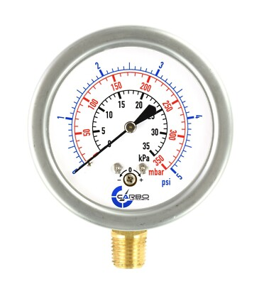 #ad 2 1 2quot; Capsule Diaphragm Pressure Gauge 5 PSI 1 4quot; NPT Low Mnt Adjustable Zero $36.45